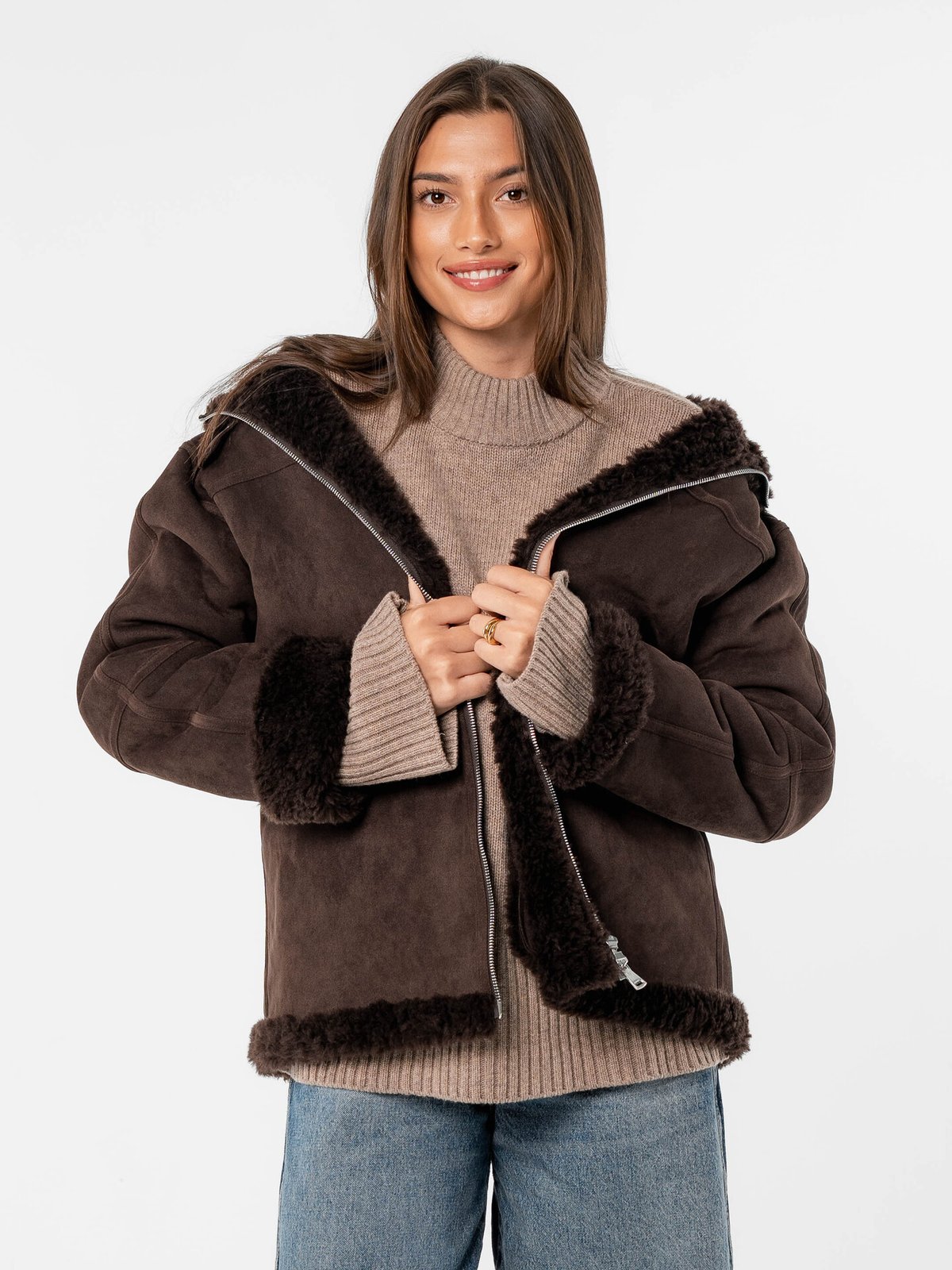 Løøv Erica Shearling Jacket Brown