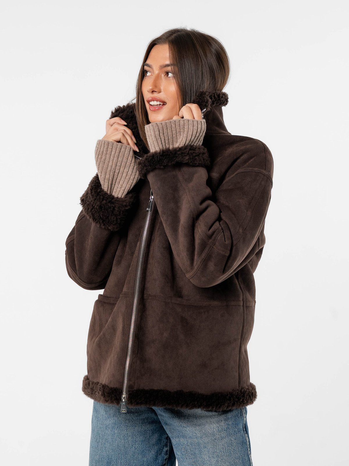 Løøv Erica Shearling Jacket Brown