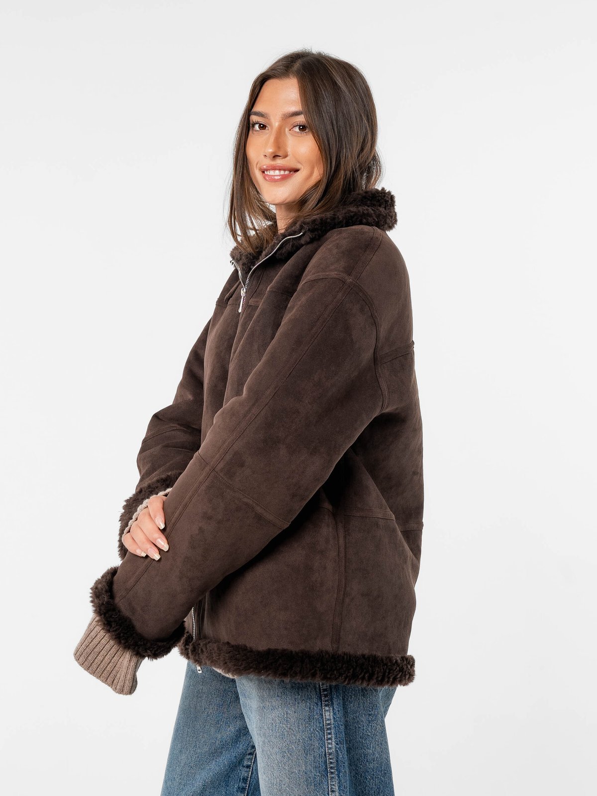 Løøv Erica Shearling Jacket Brown