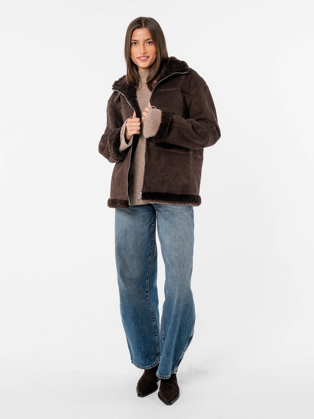 Løøv Erica Shearling Jacket Brown