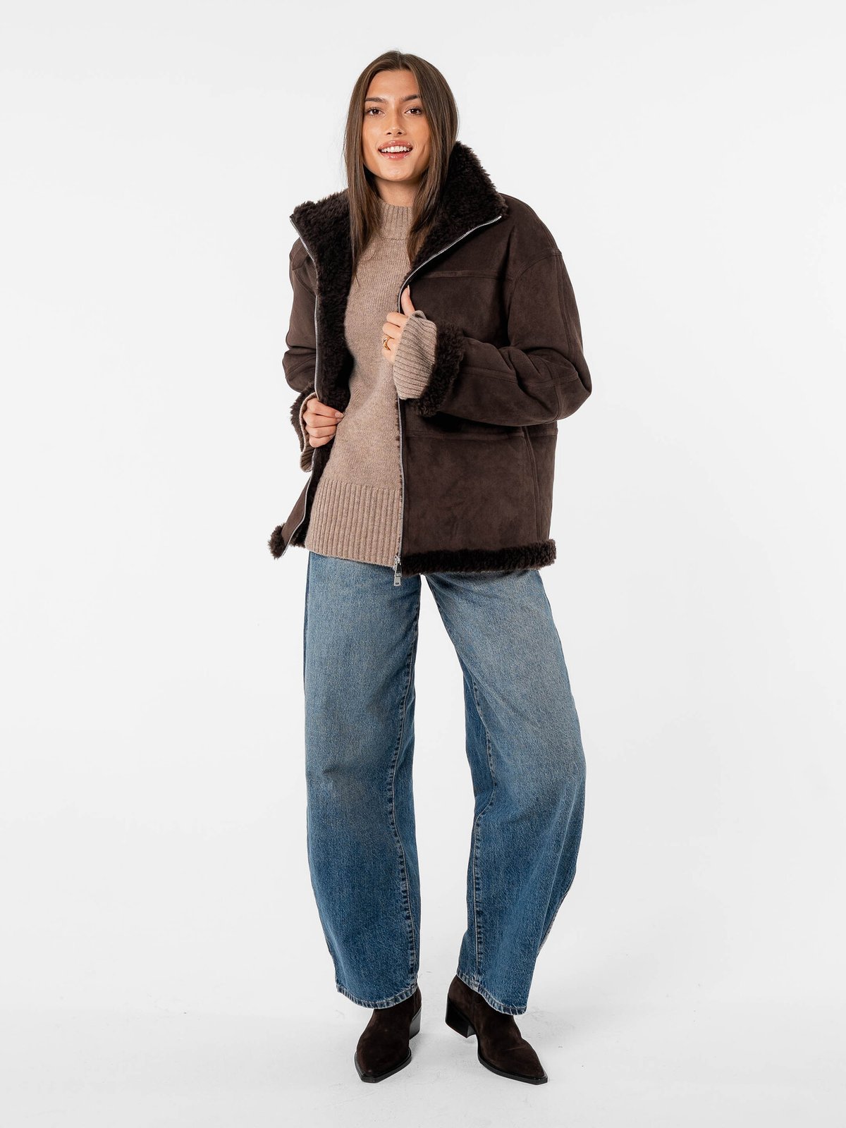 Løøv Erica Shearling Jacket Brown