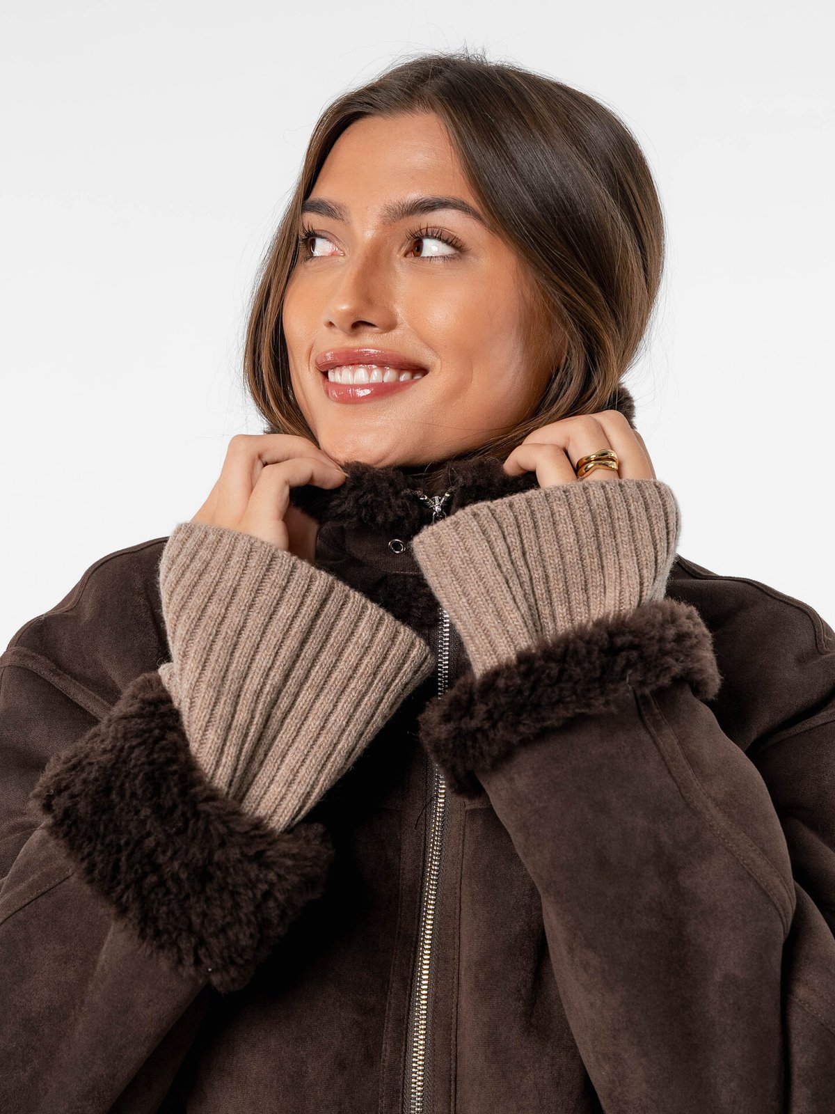 Løøv Erica Shearling Jacket Brown