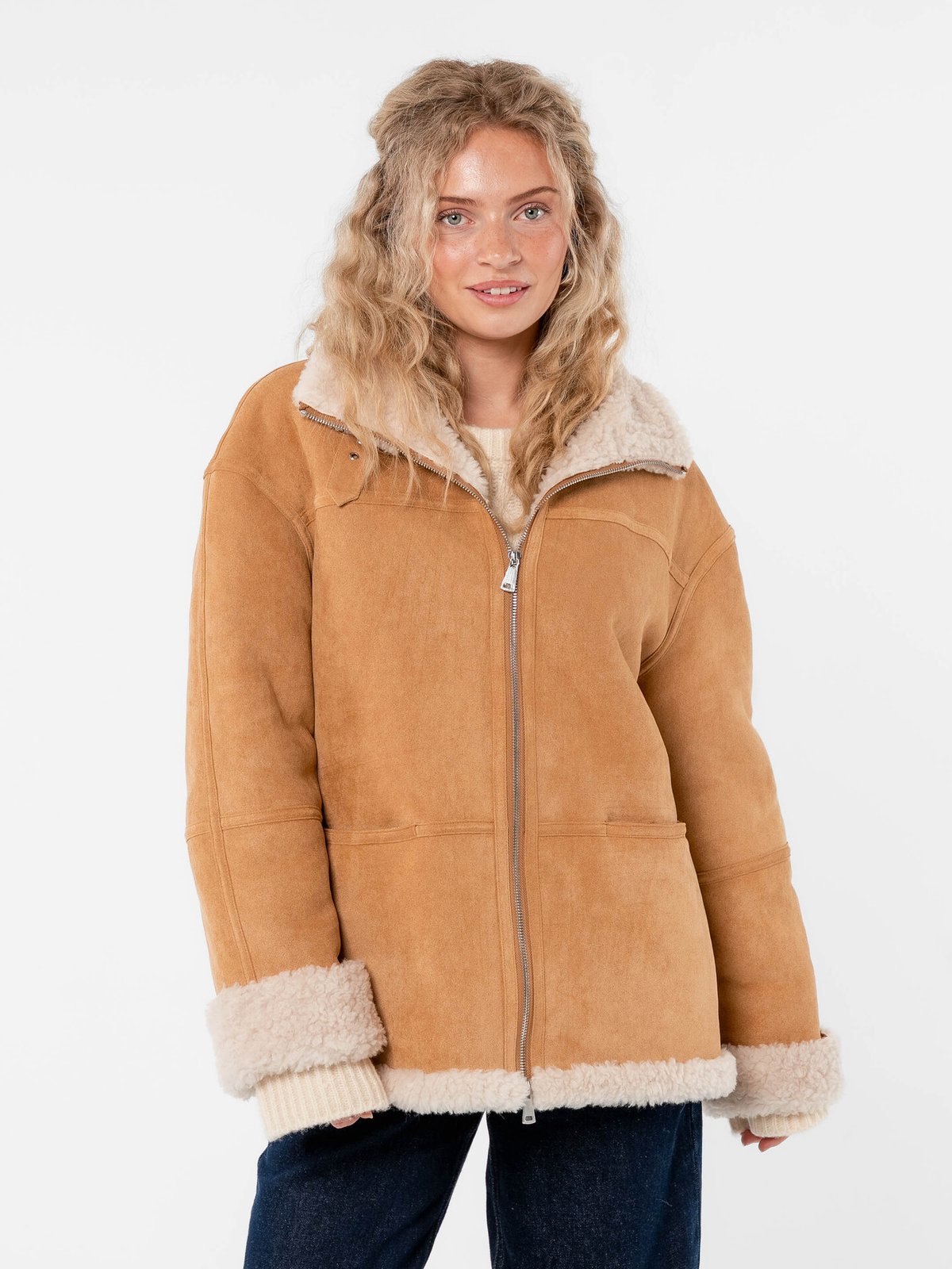 Løøv Erica Shearling Jacket Camel