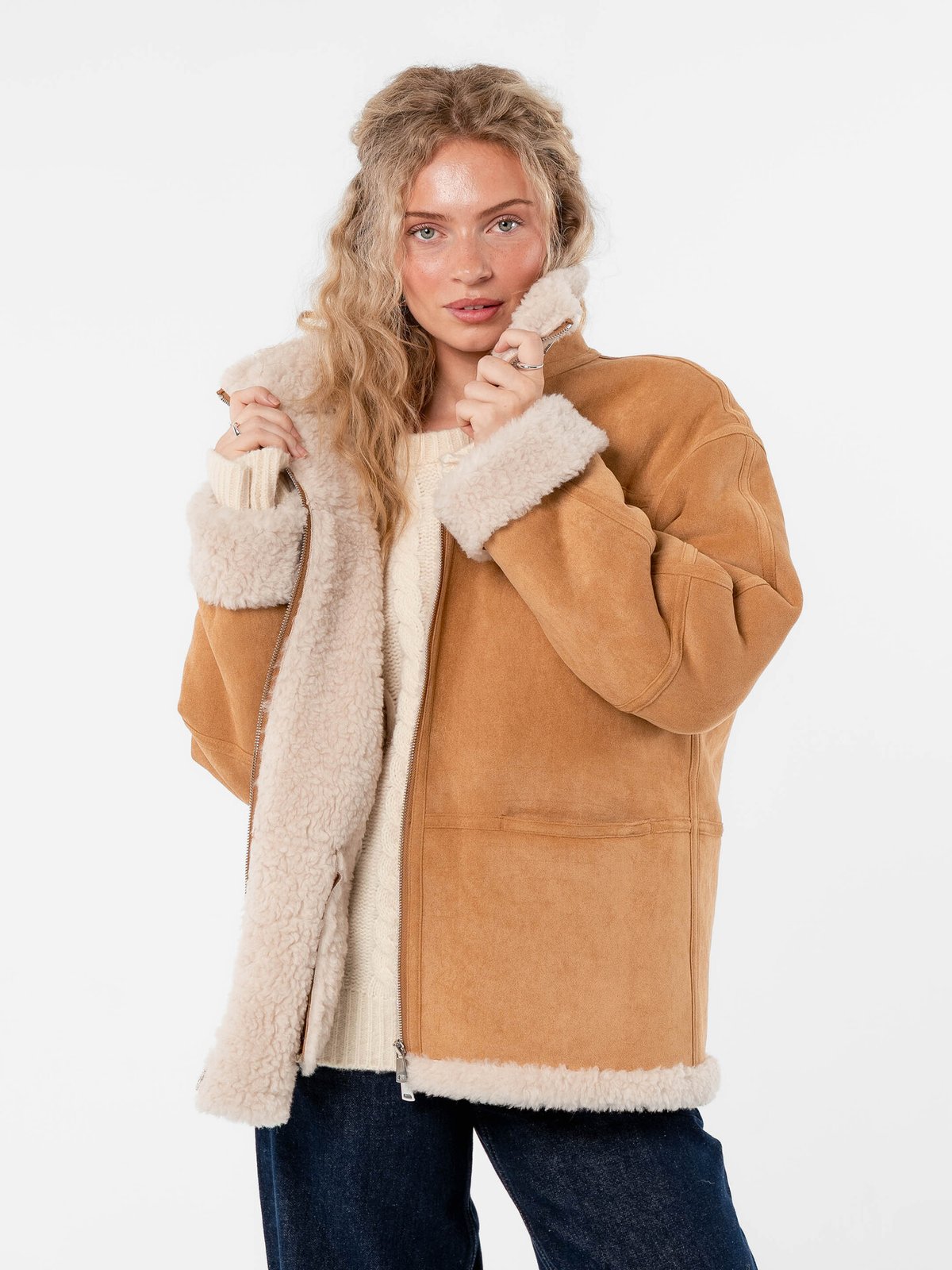 Løøv Erica Shearling Jacket Camel