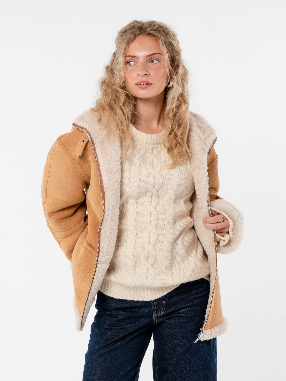 Løøv Erica Shearling Jacket Camel