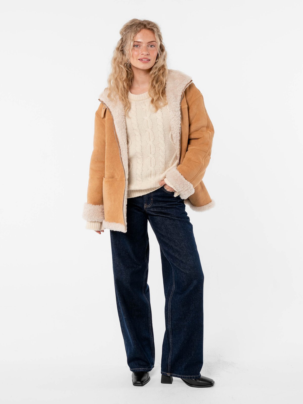 Løøv Erica Shearling Jacket Camel