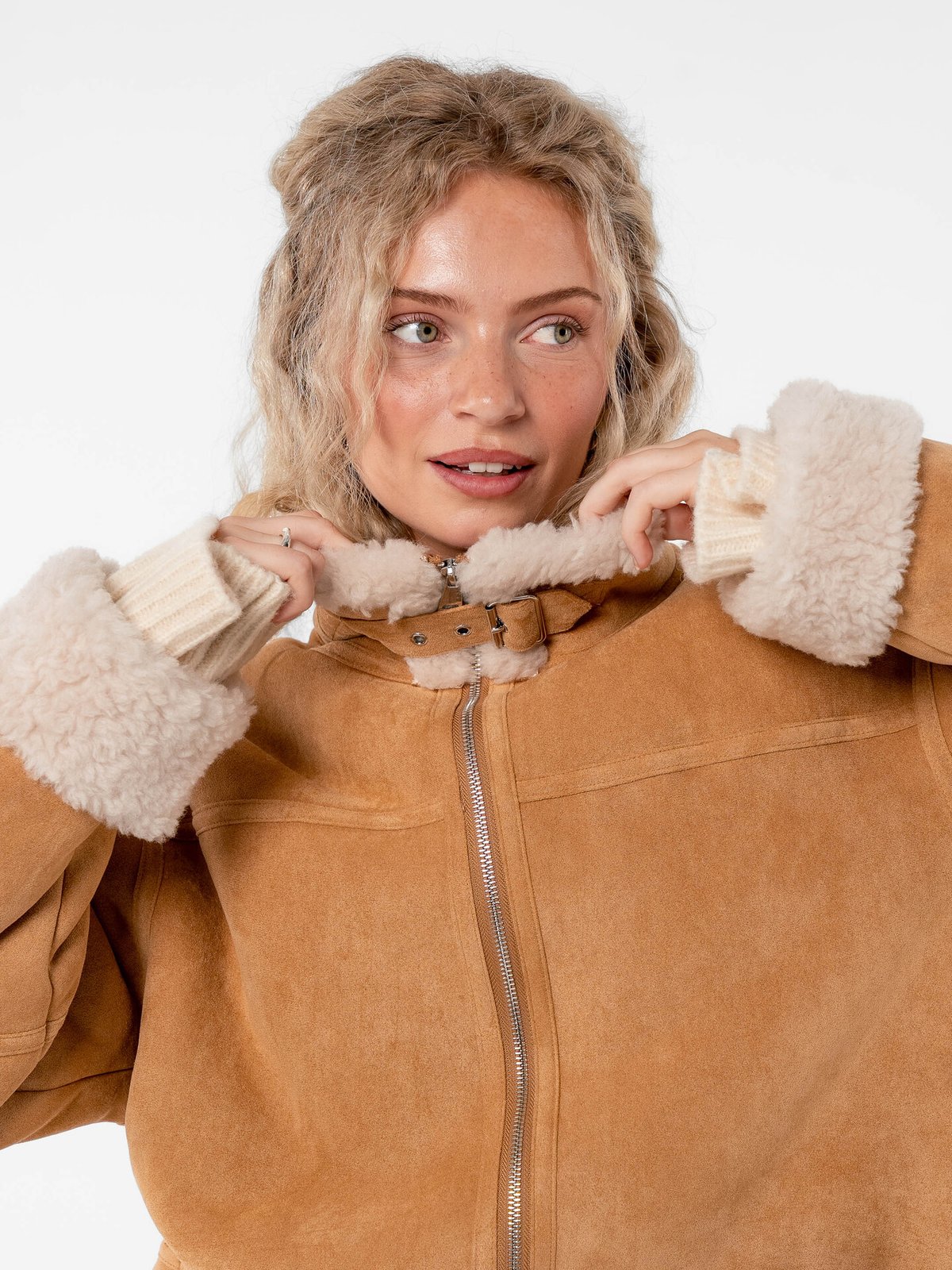 Løøv Erica Shearling Jacket Camel