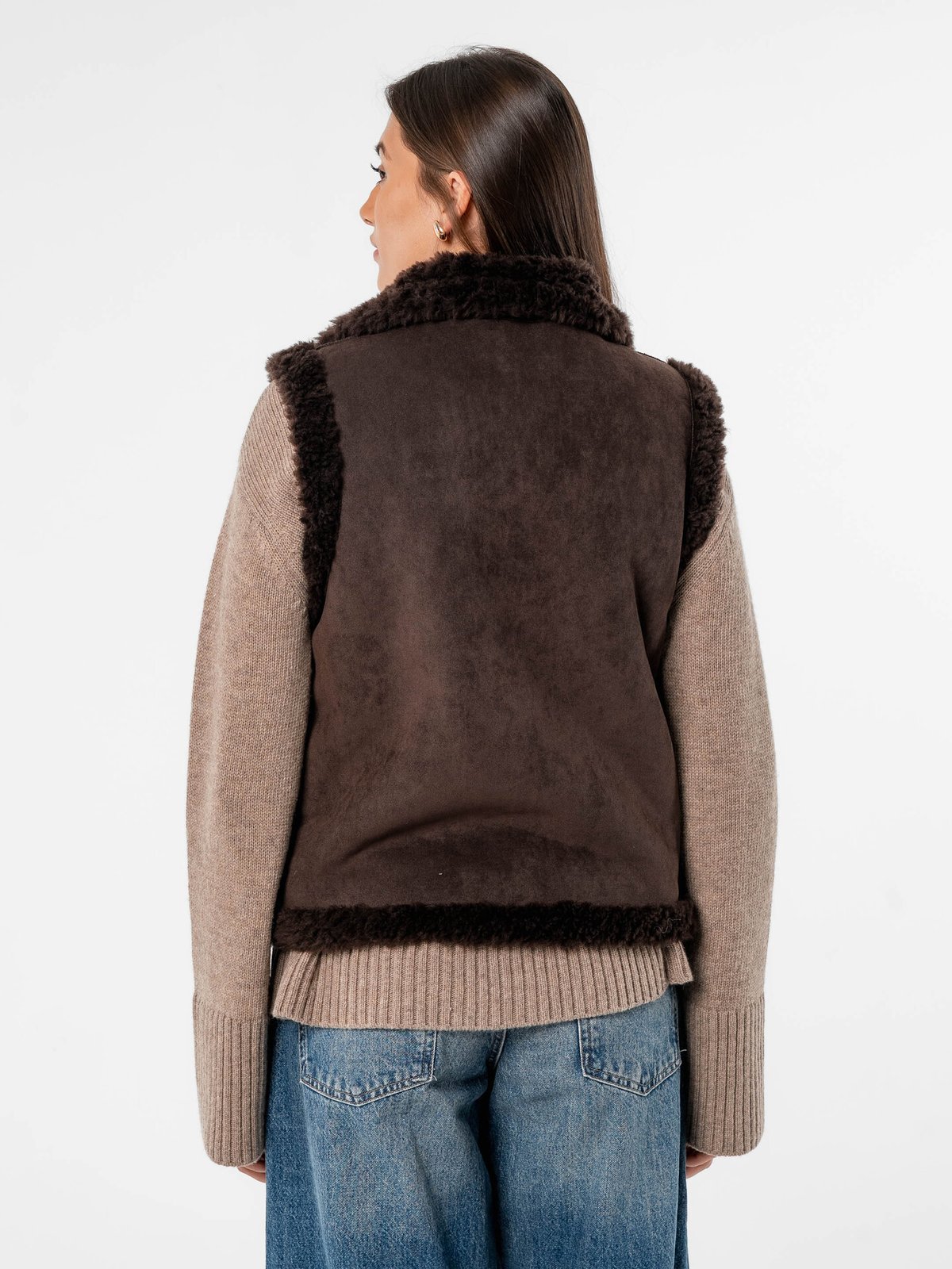 Løøv Erica Shearling Vest Brown
