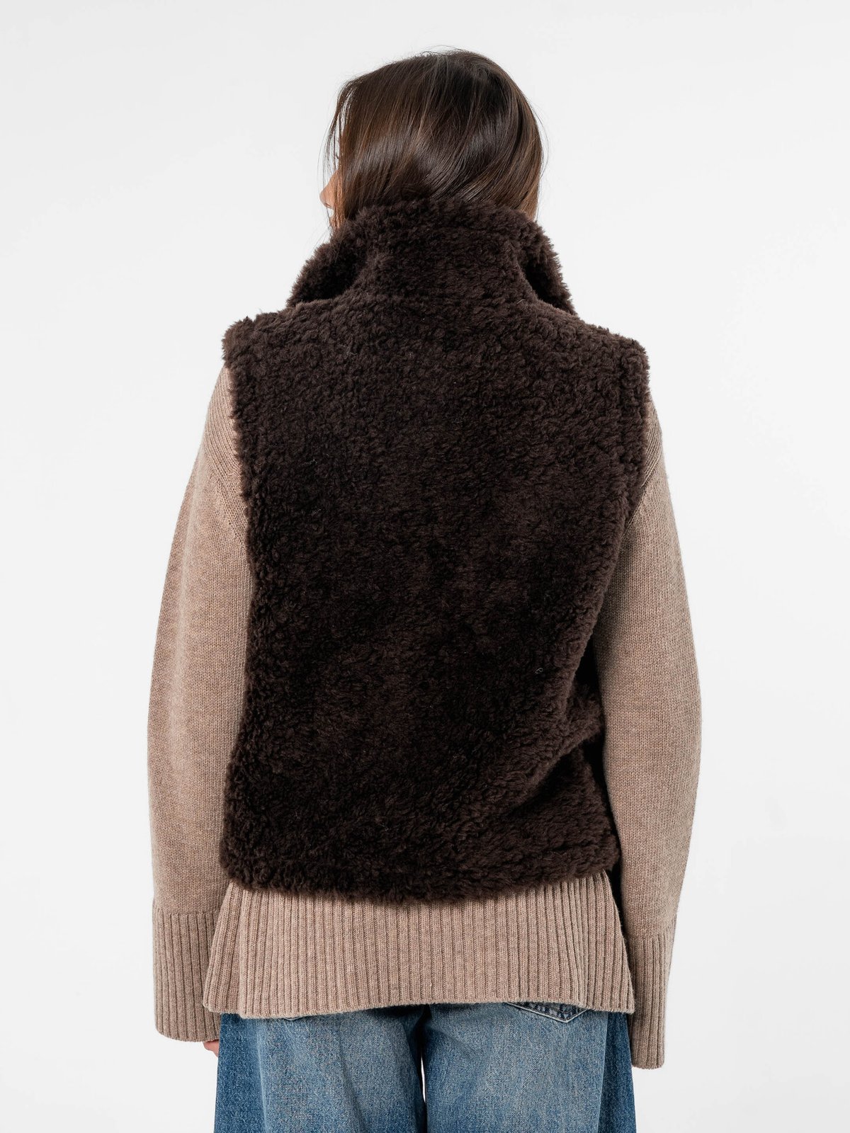 Løøv Erica Shearling Vest Brown