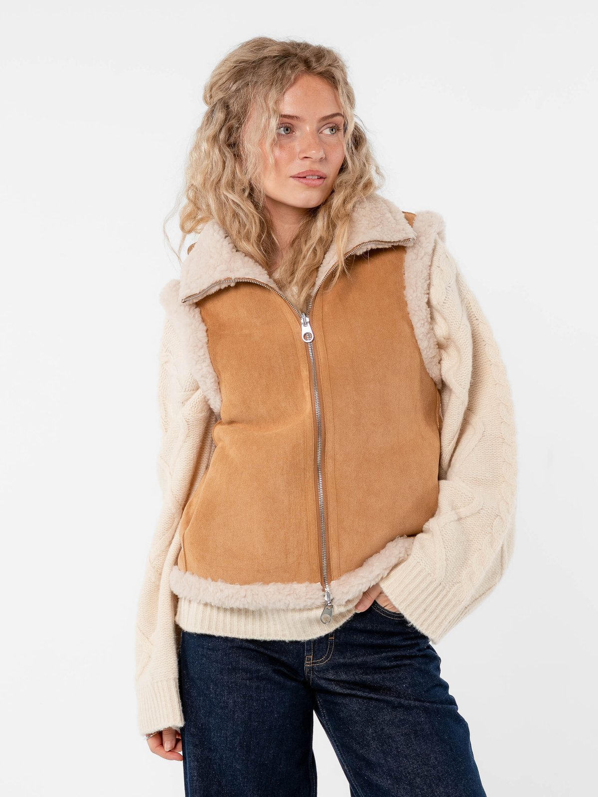 Løøv Erica Shearling Vest Camel