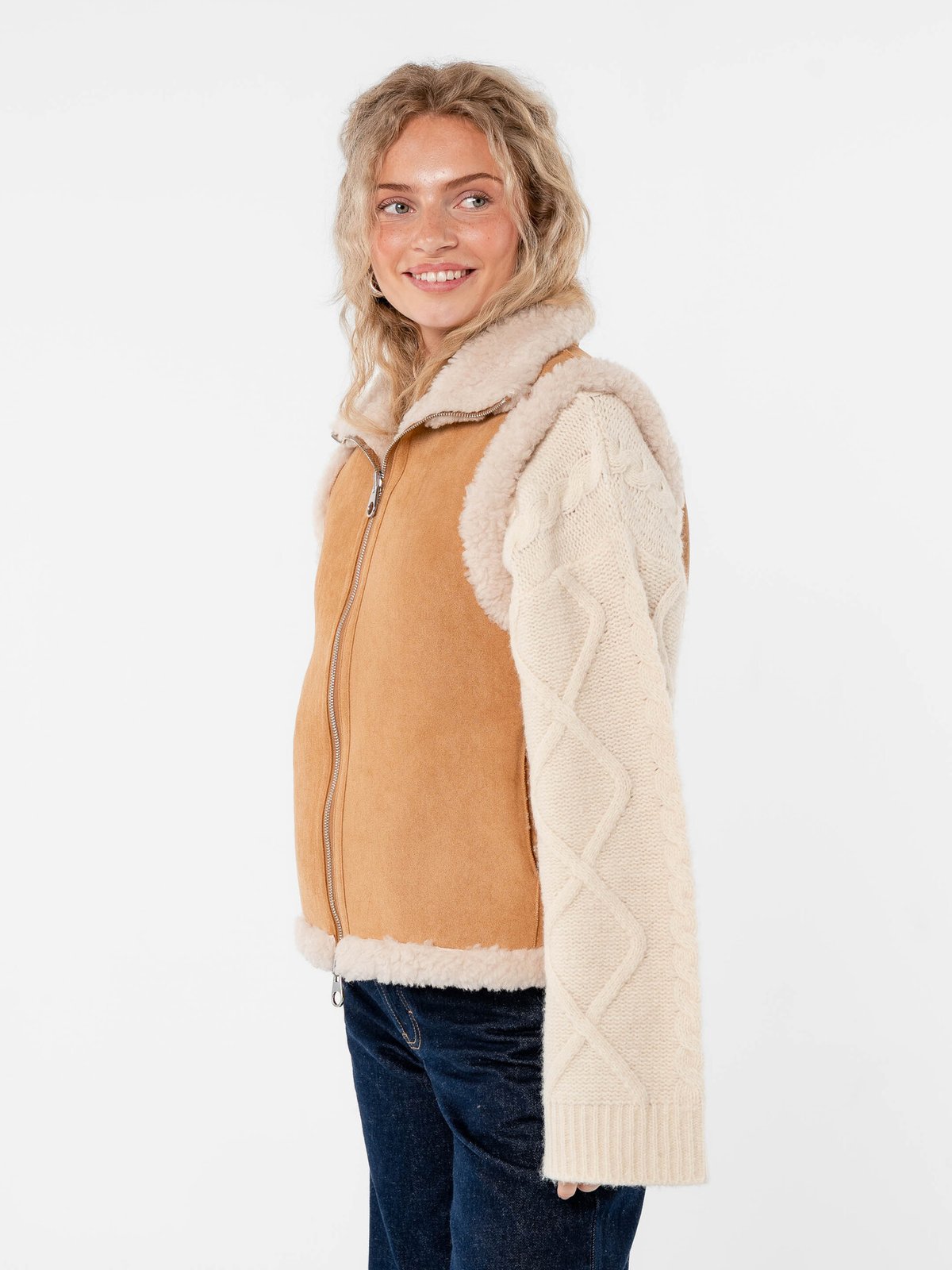 Løøv Erica Shearling Vest Camel