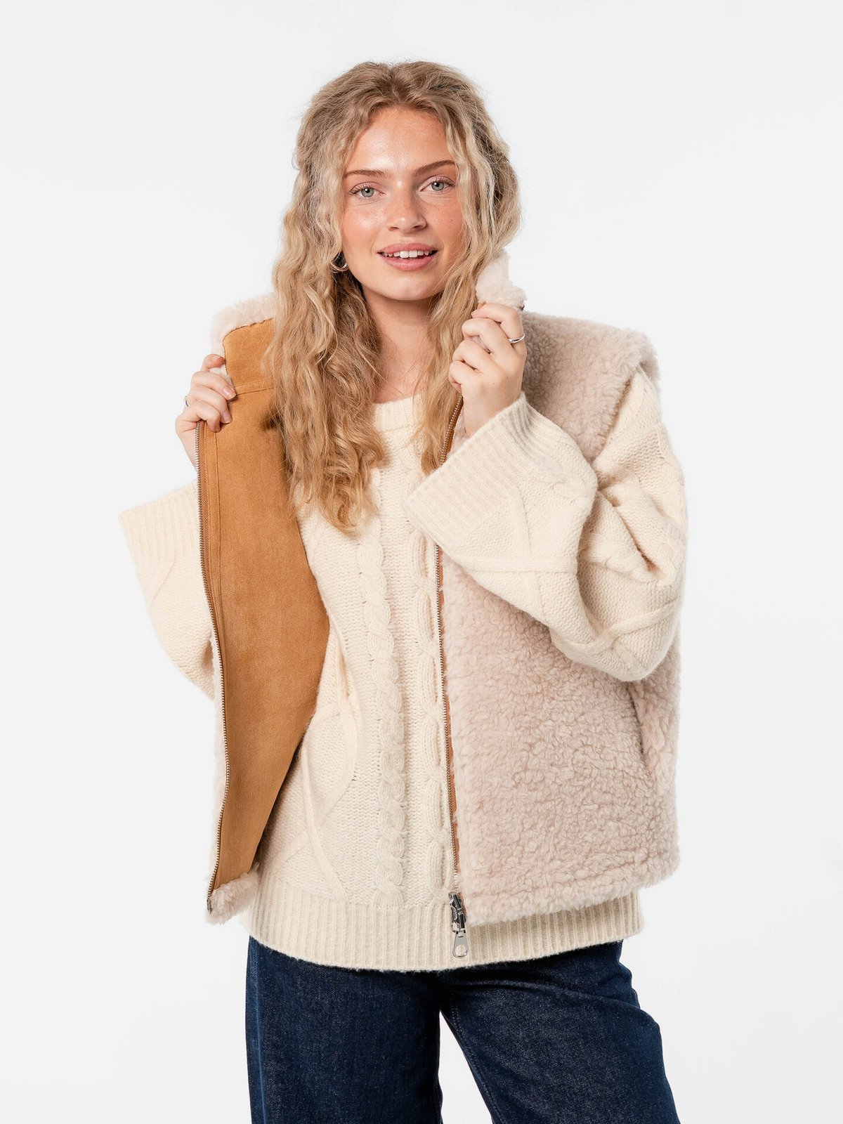Løøv Erica Shearling Vest Camel