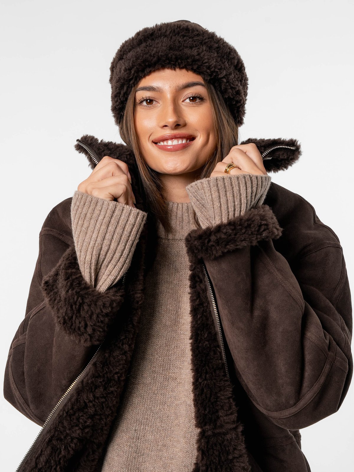 Løøv Erica Shearling Hat Brown