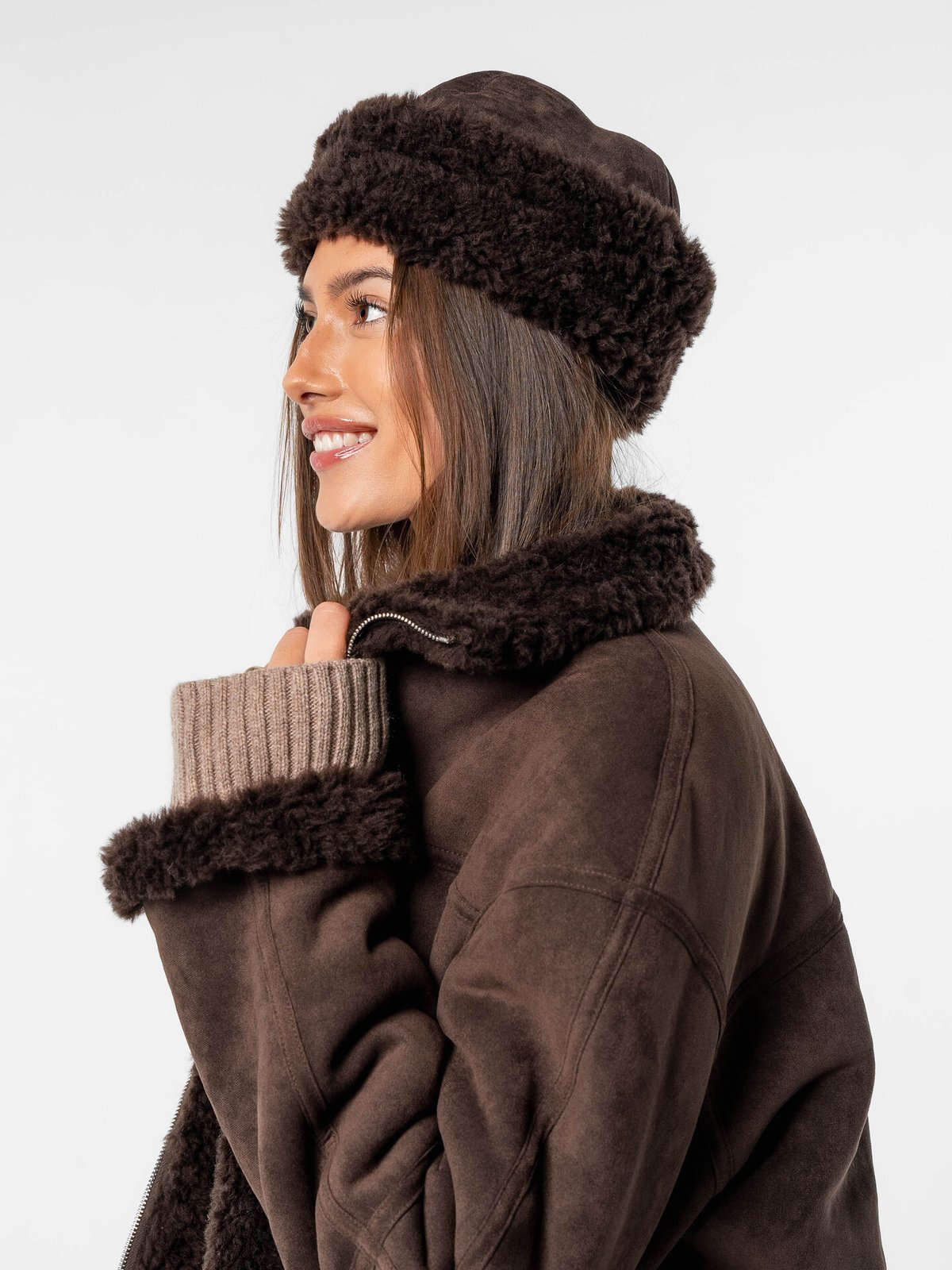 Løøv Erica Shearling Hat Brown