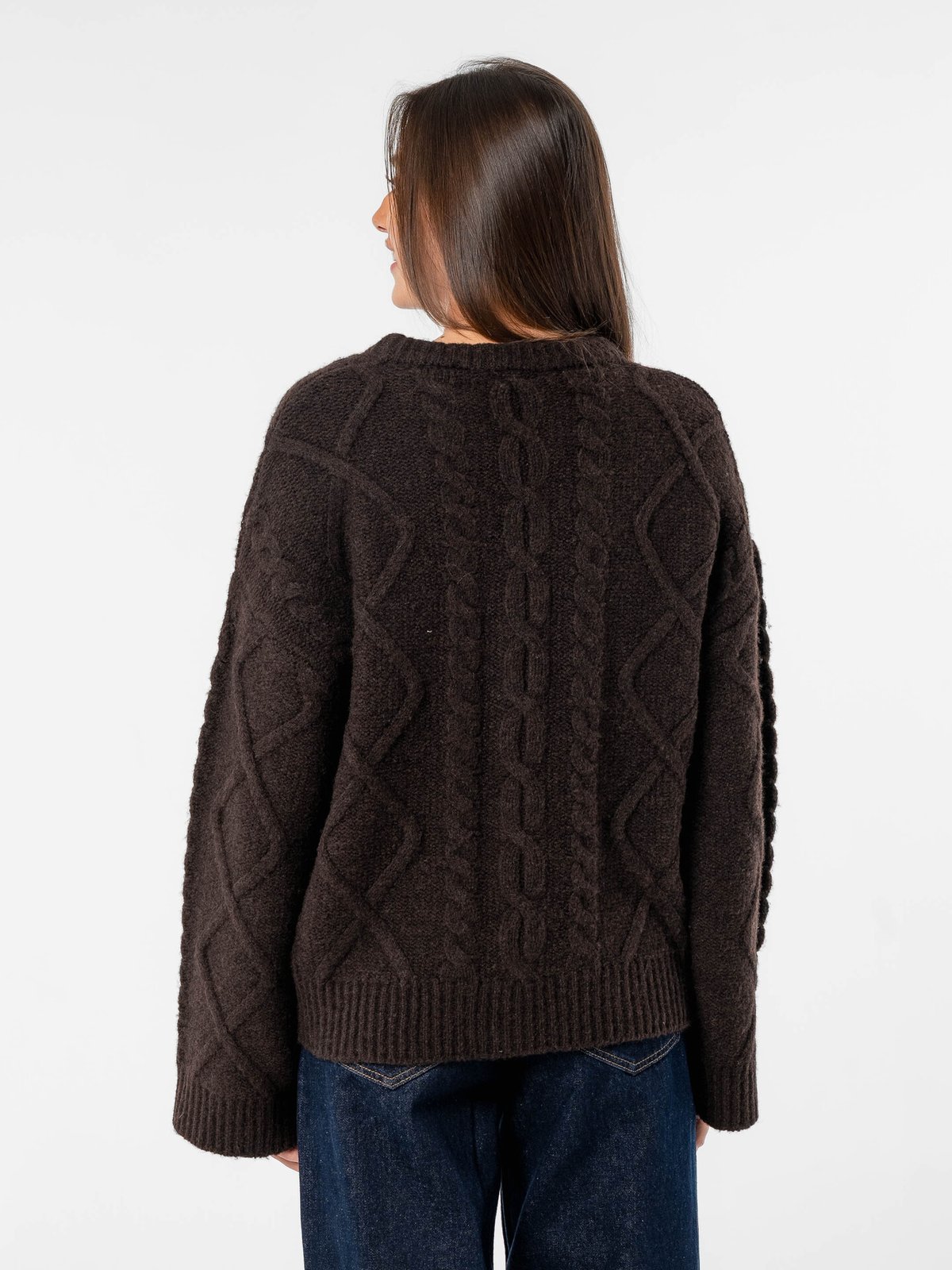 Løøv Magnolia Cable Sweater Dark Brown