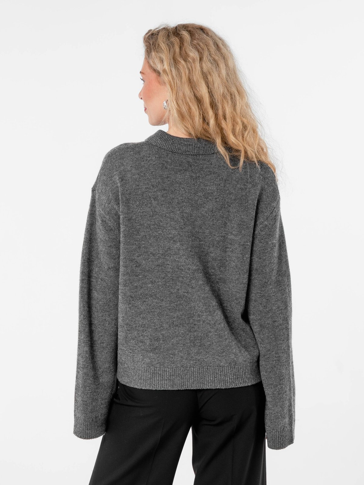 Løøv Pine Polo Knit Sweater Dark Grey