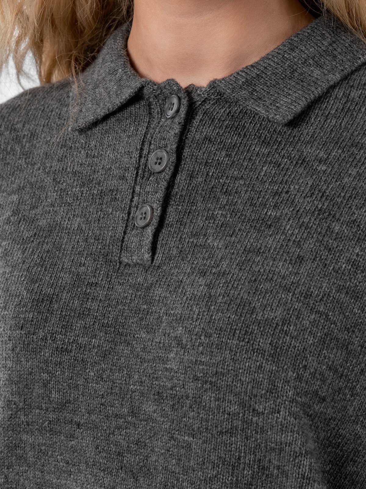 Løøv Pine Polo Knit Sweater Dark Grey