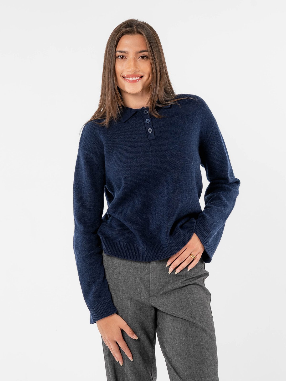 Løøv Pine Polo Knit Sweater Navy