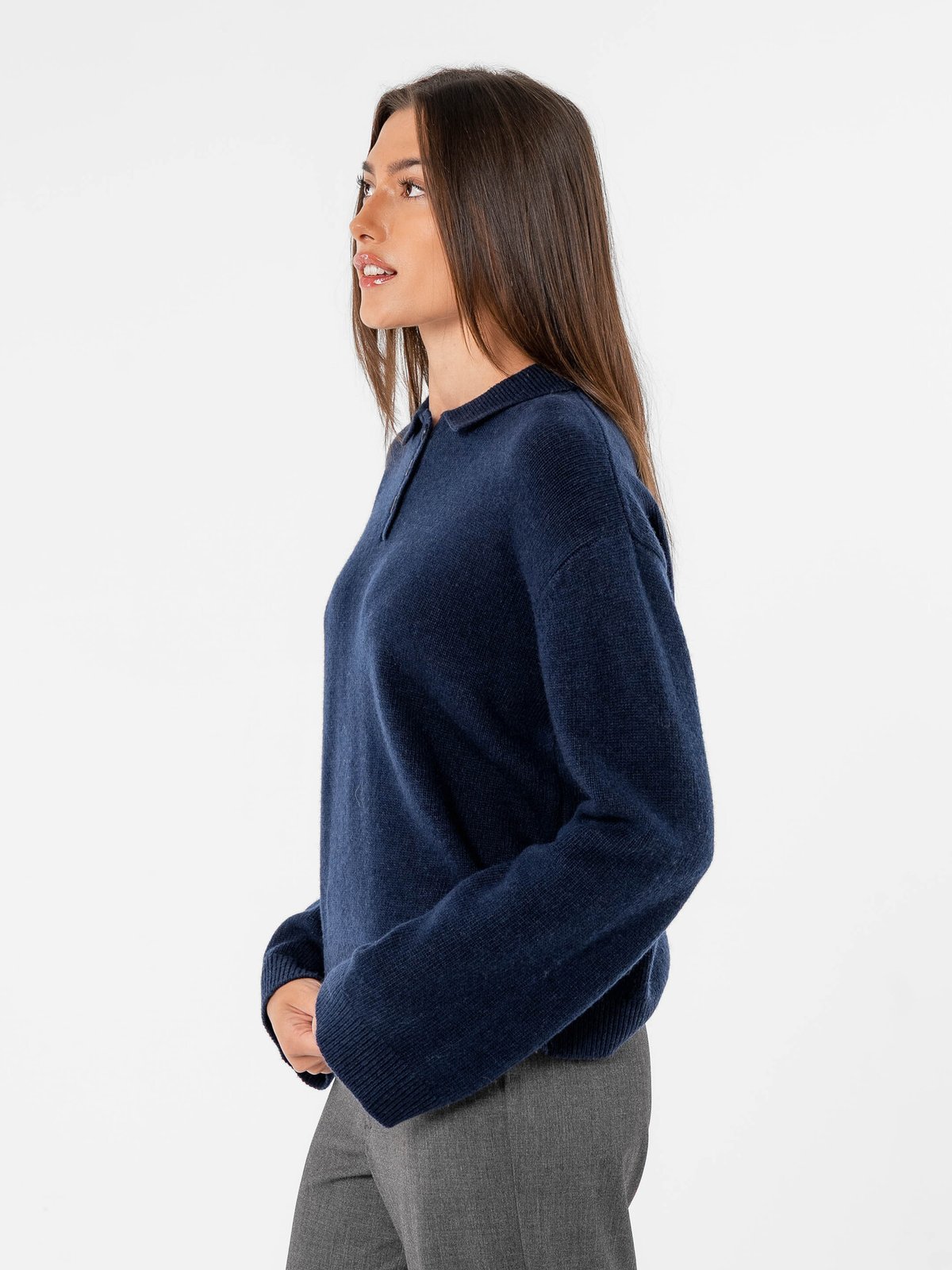 Løøv Pine Polo Knit Sweater Navy