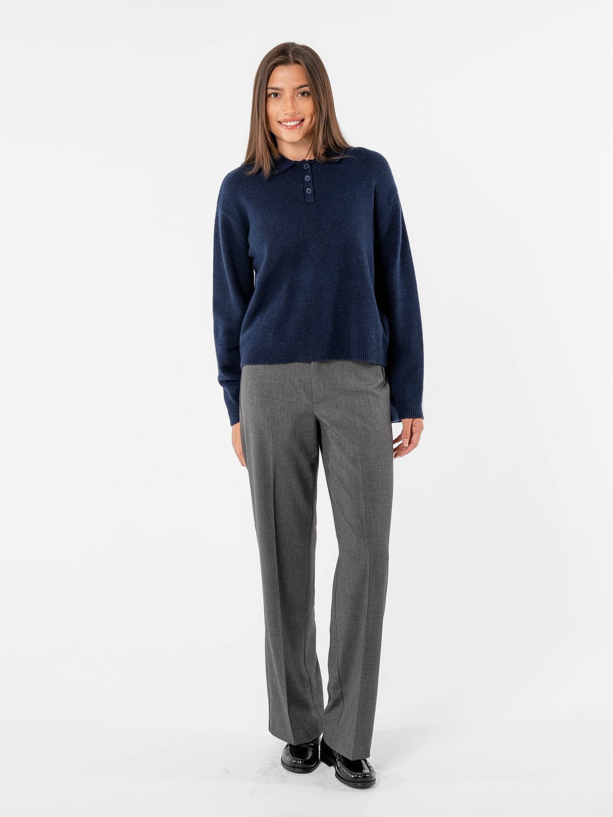 Løøv Pine Polo Knit Sweater Navy