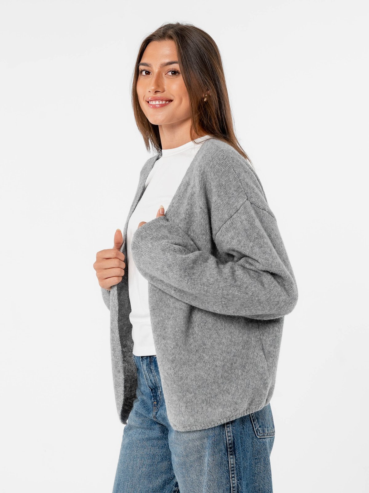 Løøv Dahlia Open Cardigan Light Grey Melange