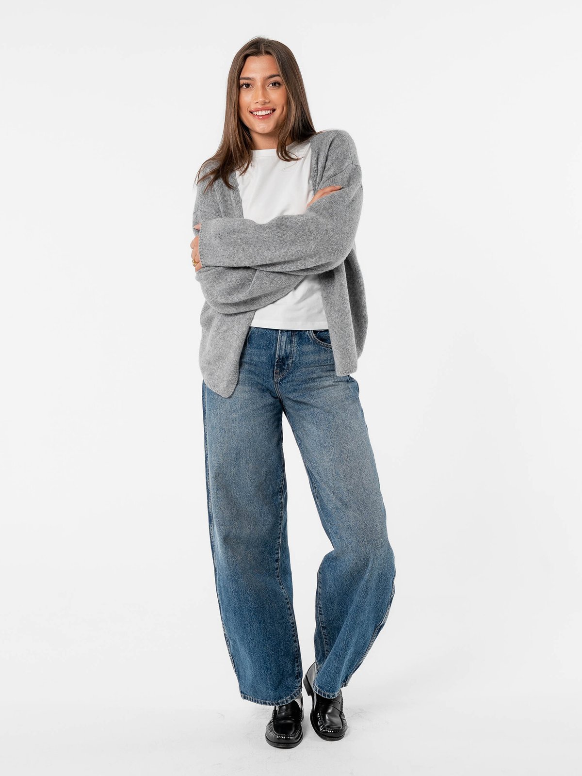 Løøv Dahlia Open Cardigan Light Grey Melange