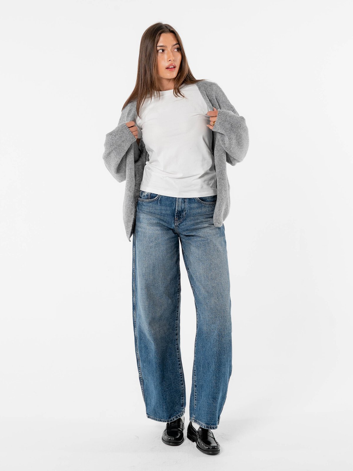 Løøv Dahlia Open Cardigan Light Grey Melange
