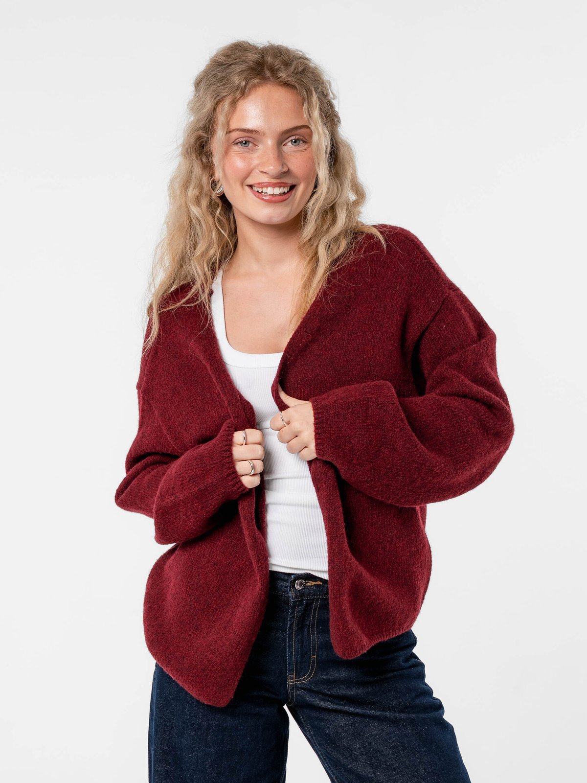 Løøv Dahlia Open Cardigan Maroon