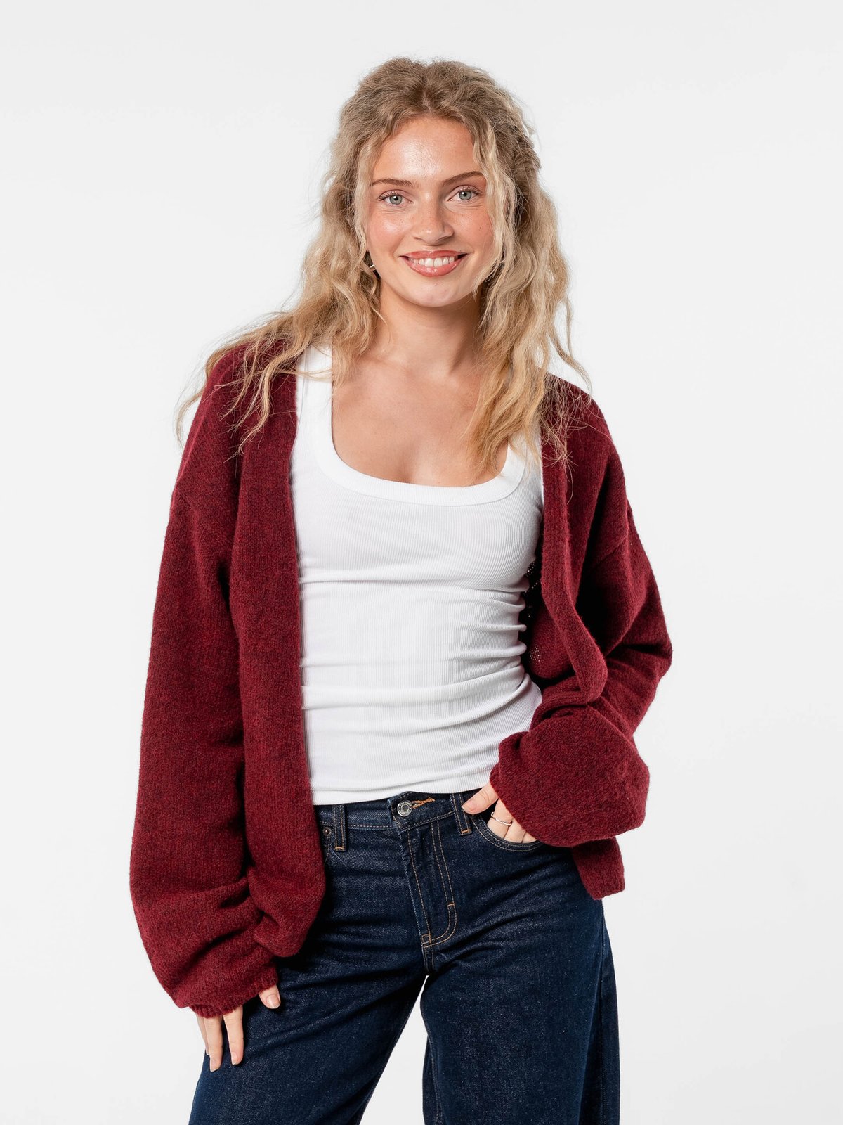 Løøv Dahlia Open Cardigan Maroon