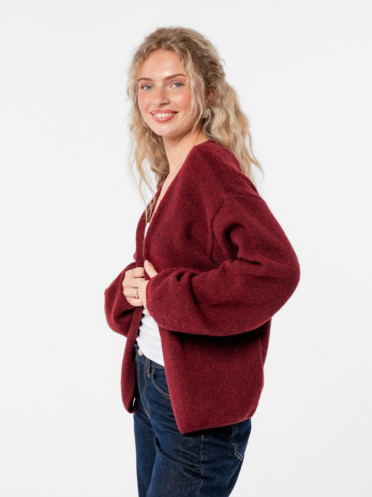 Løøv Dahlia Open Cardigan Maroon