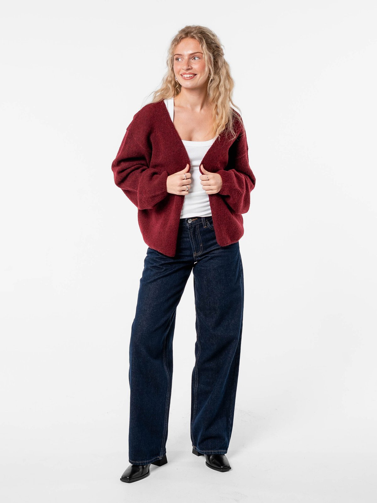 Løøv Dahlia Open Cardigan Maroon