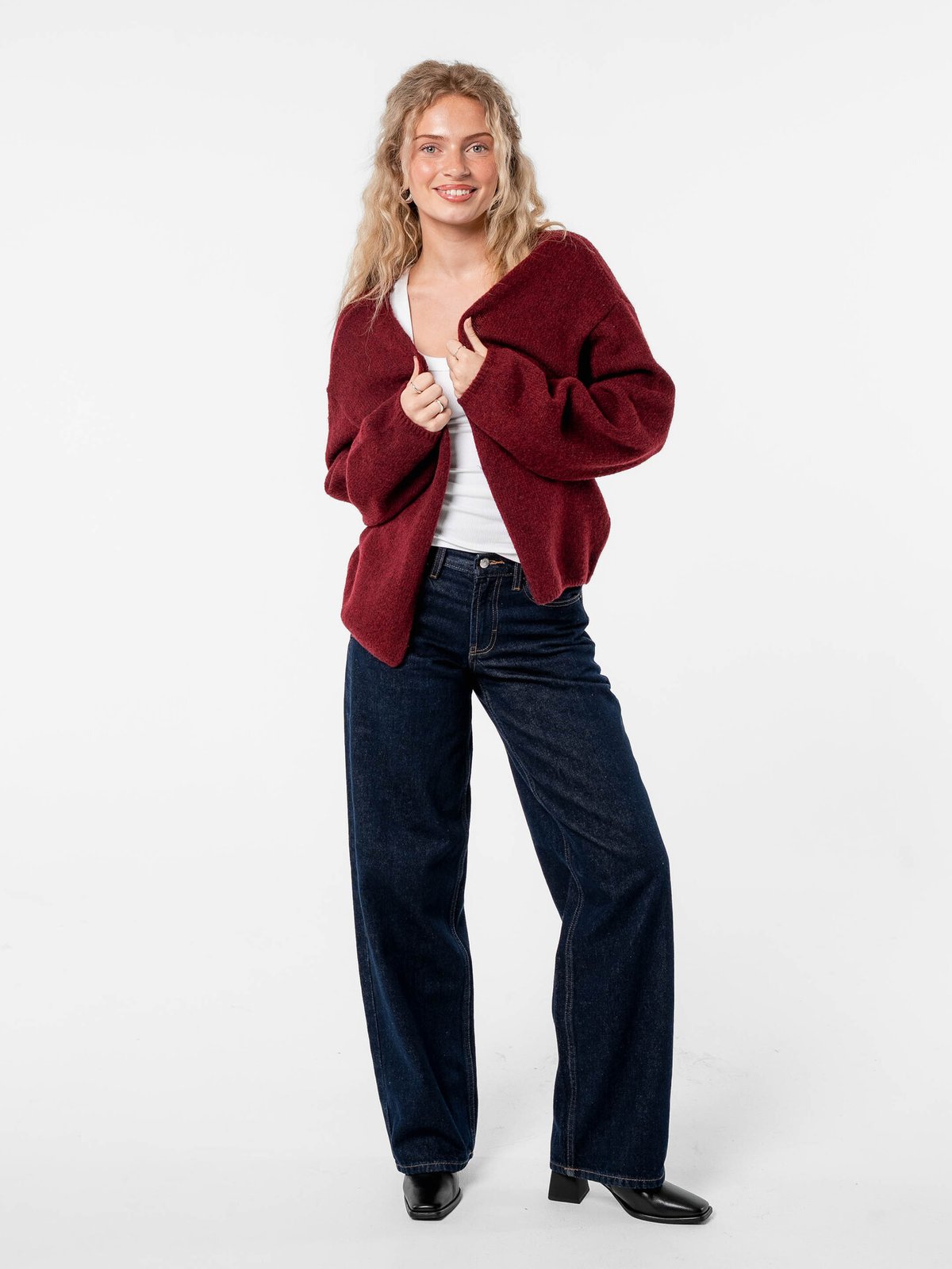 Løøv Dahlia Open Cardigan Maroon