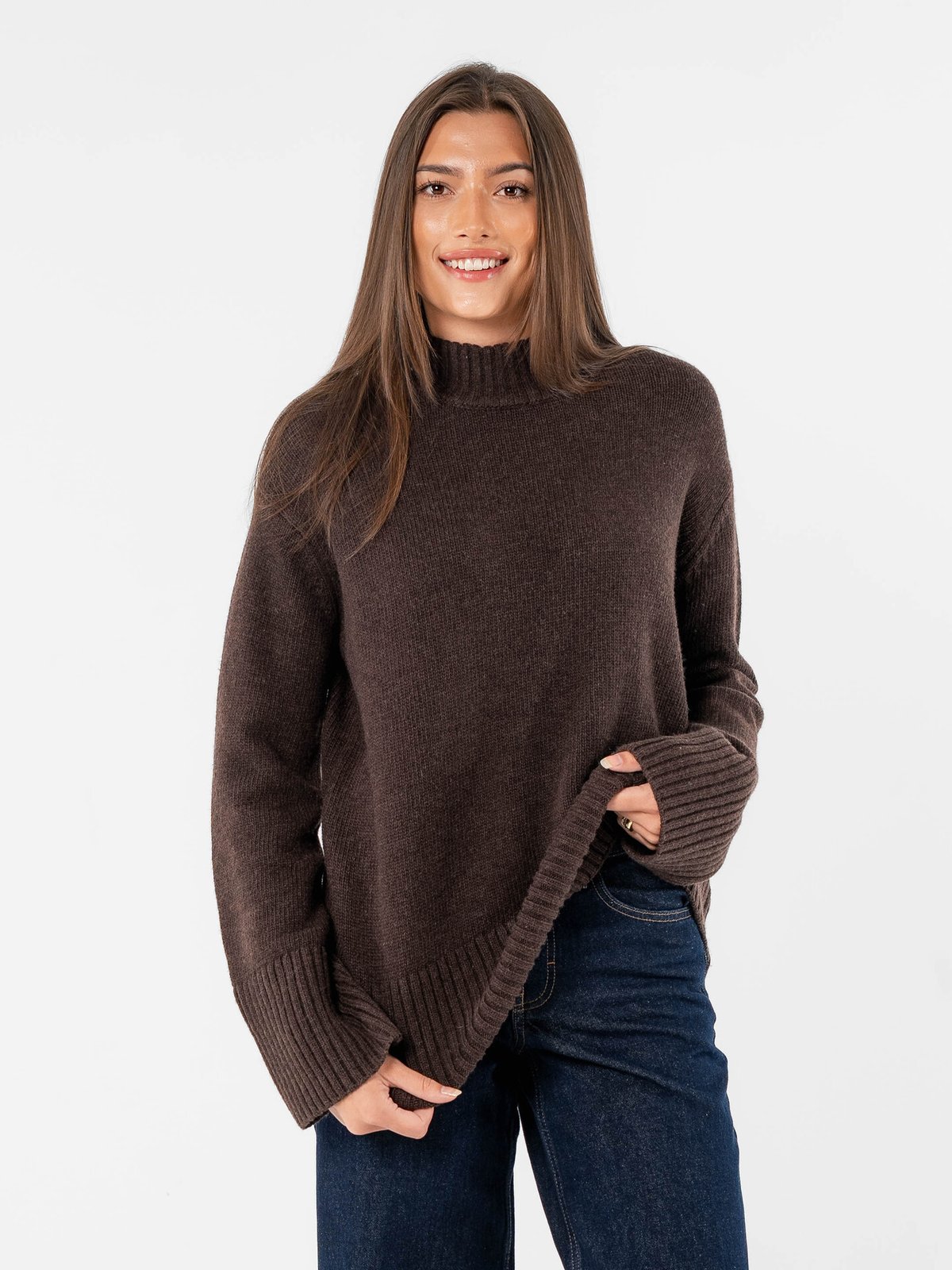 Løøv Maple Oversized Knit Sweater Dark Brown