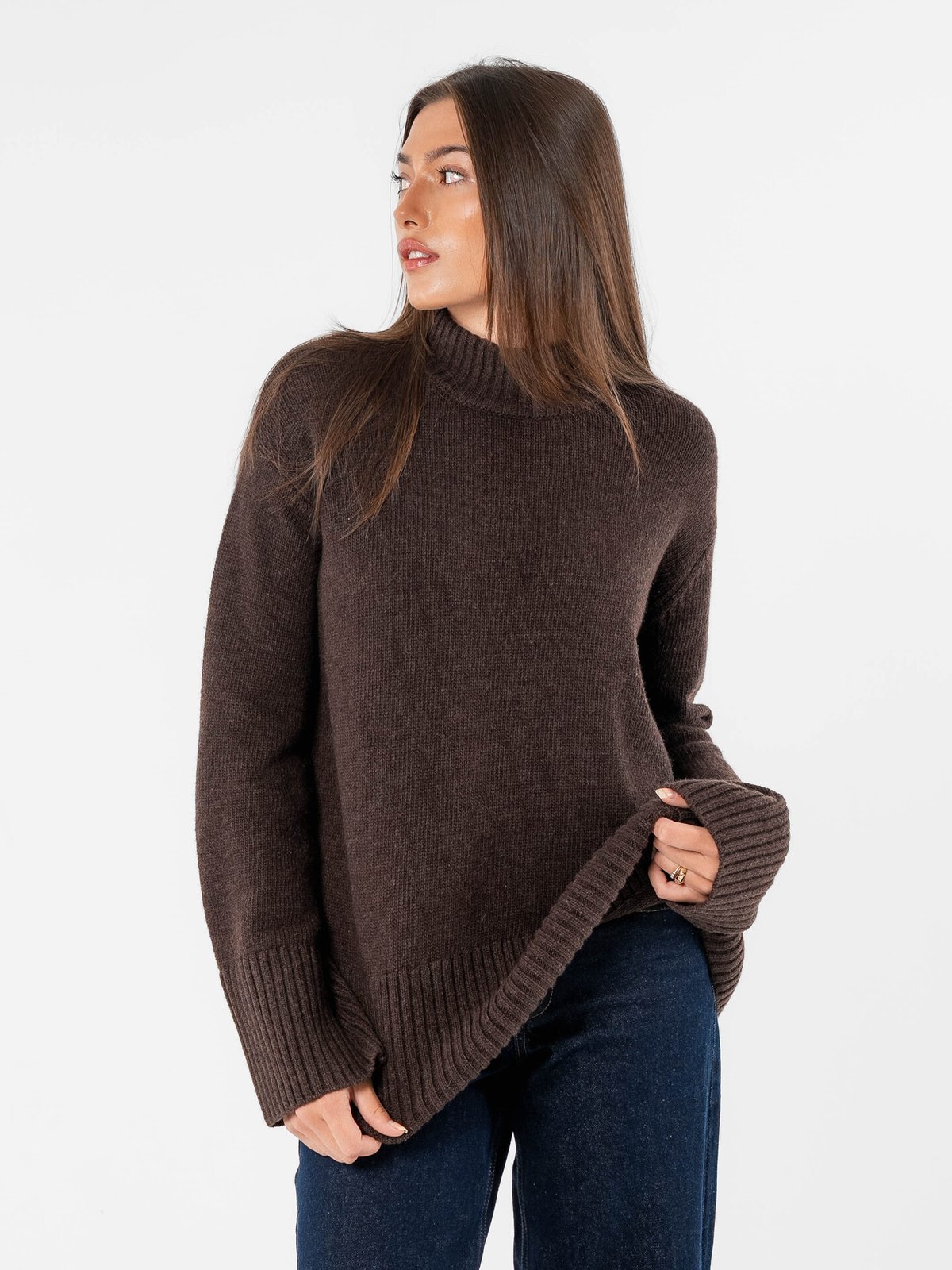 Løøv Maple Oversized Knit Sweater Dark Brown