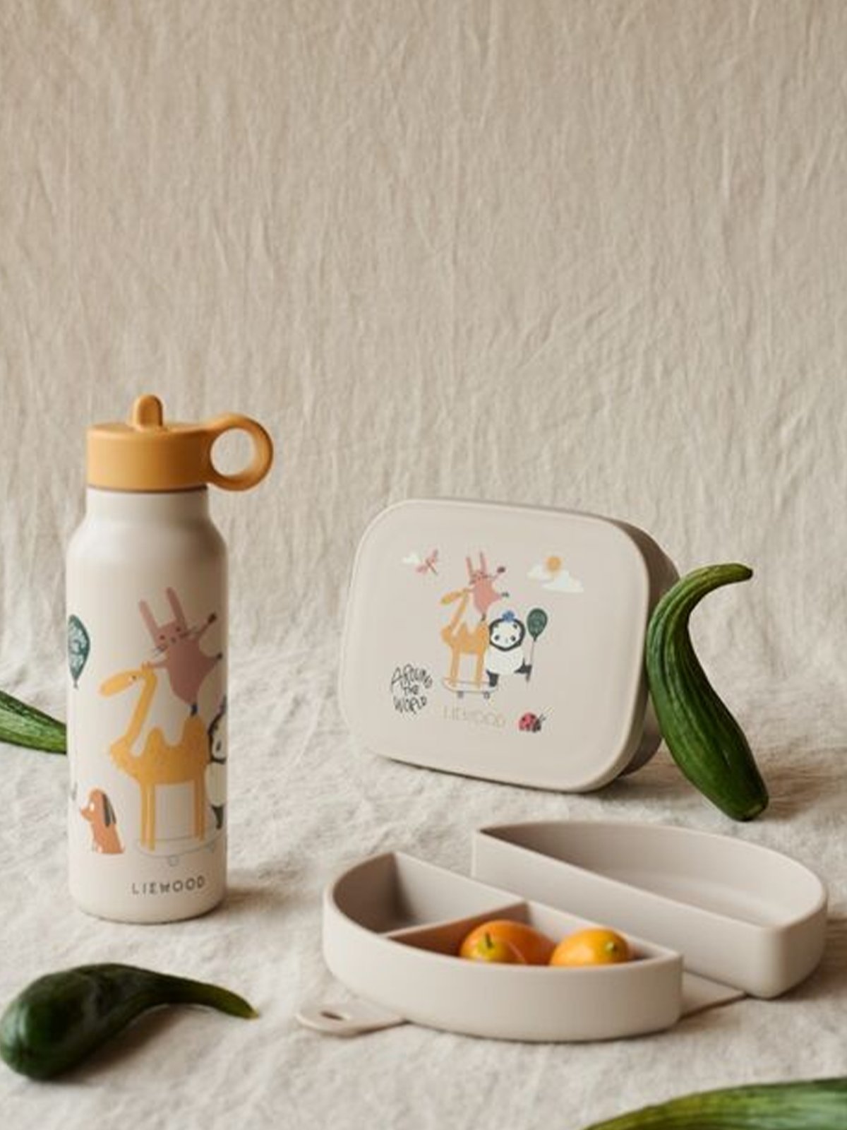 Liewood Falk Water Bottle 350 ml Around The World / Sandy