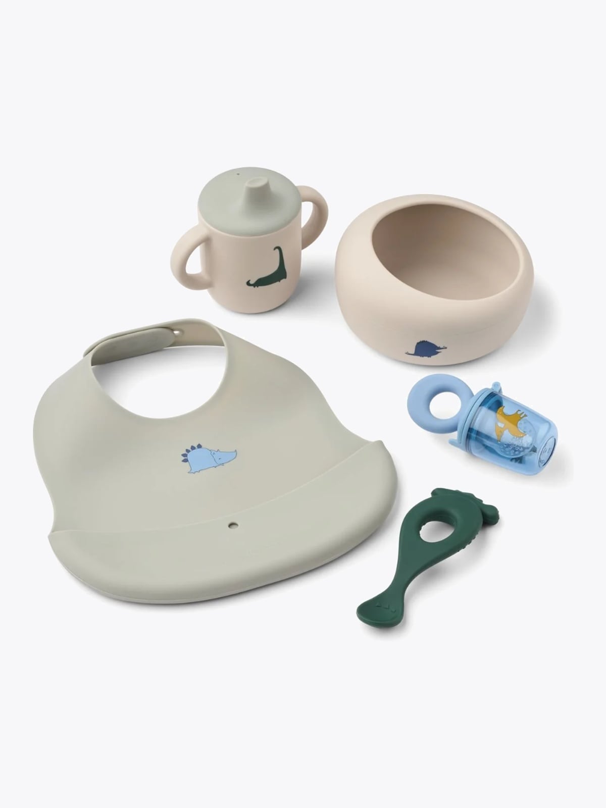 Liewood Mileah Baby Mealtime Set Dino Roar / Dove Blue