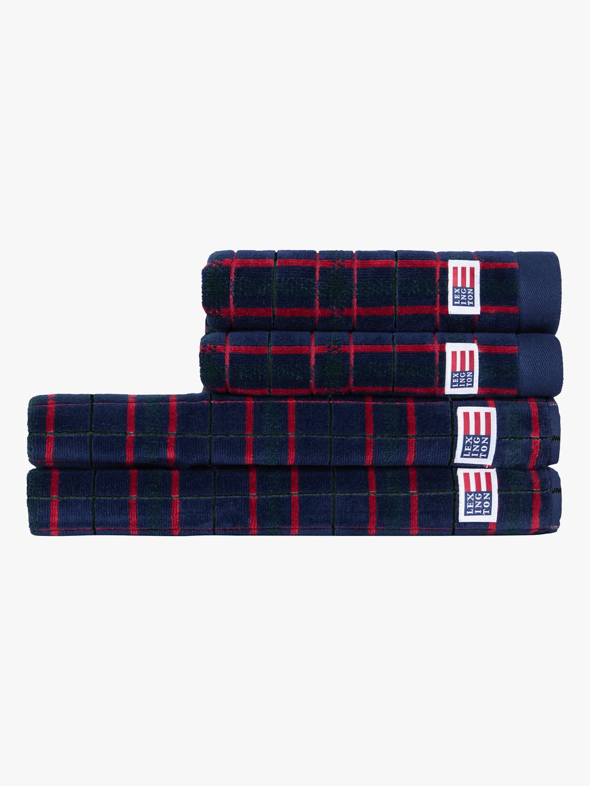 Lexington Navy/Green Checked Towel 50x70+70x130 set of 2+2 Navy/Green