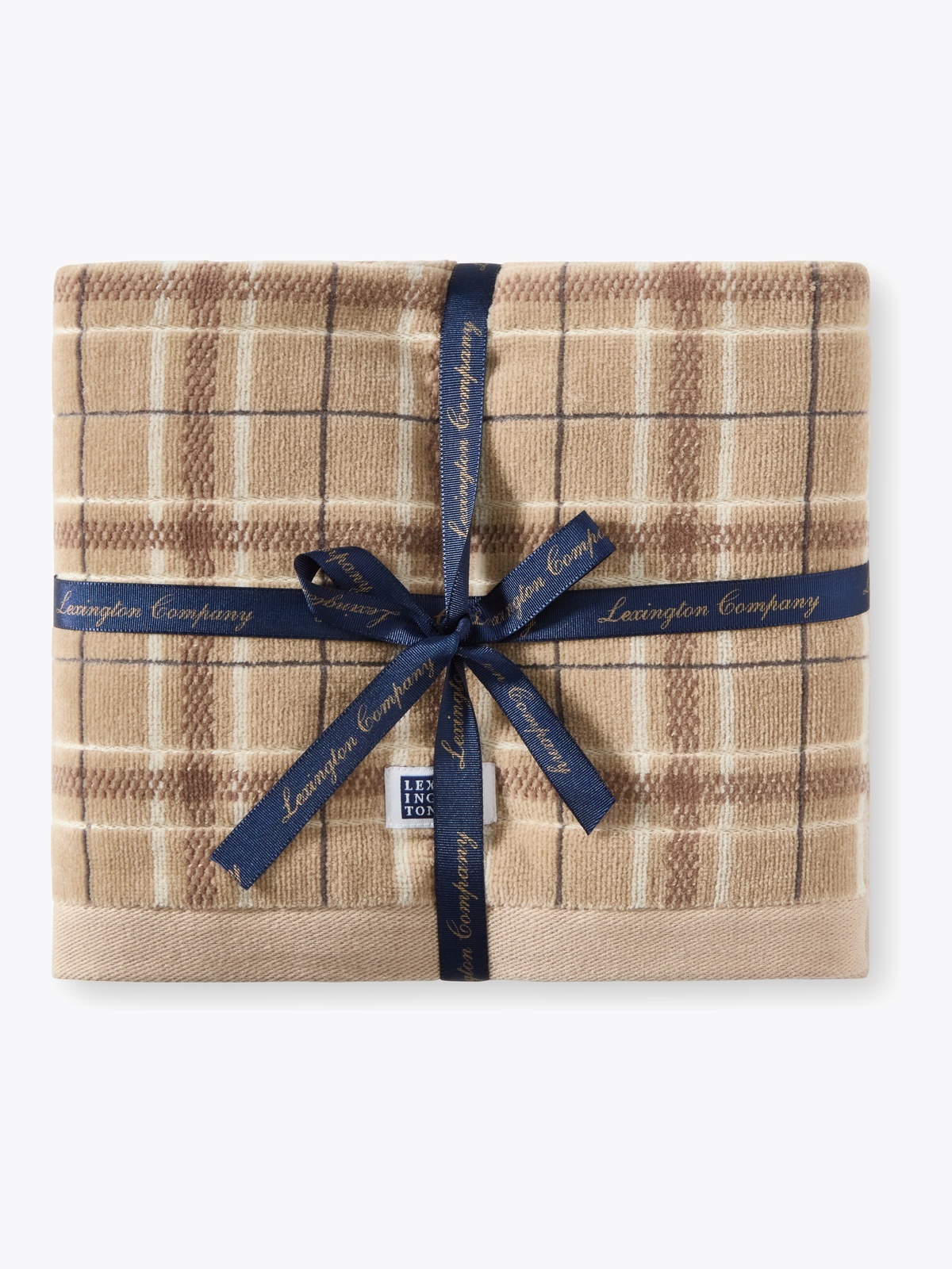 Lexington Beige/Gray Checked Towel 50x70 Set of 2 Beige