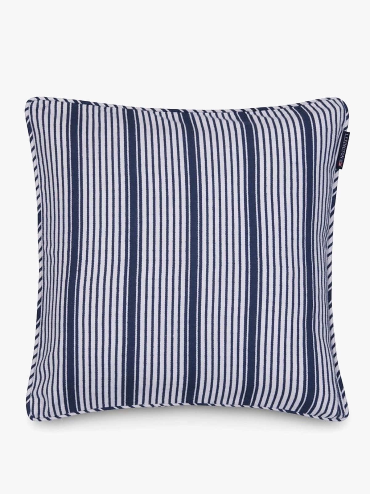 Lexington Classic Striped Organic Cotton Twill Pillow Cover 50x50 Marineblå / Hvit