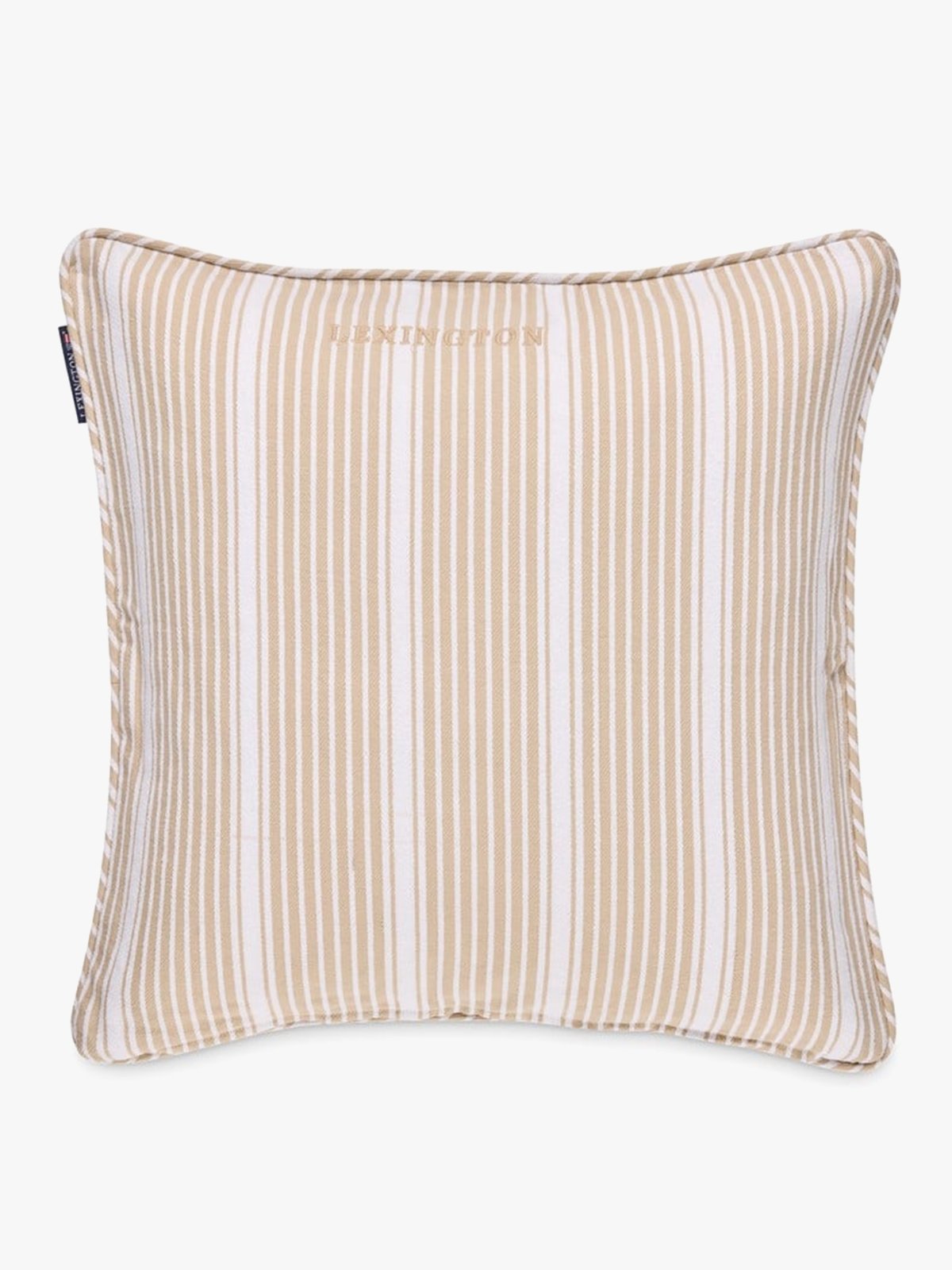 Lexington Classic Striped Organic Cotton Twill Pillow Cover 50x50 Beige / Hvit