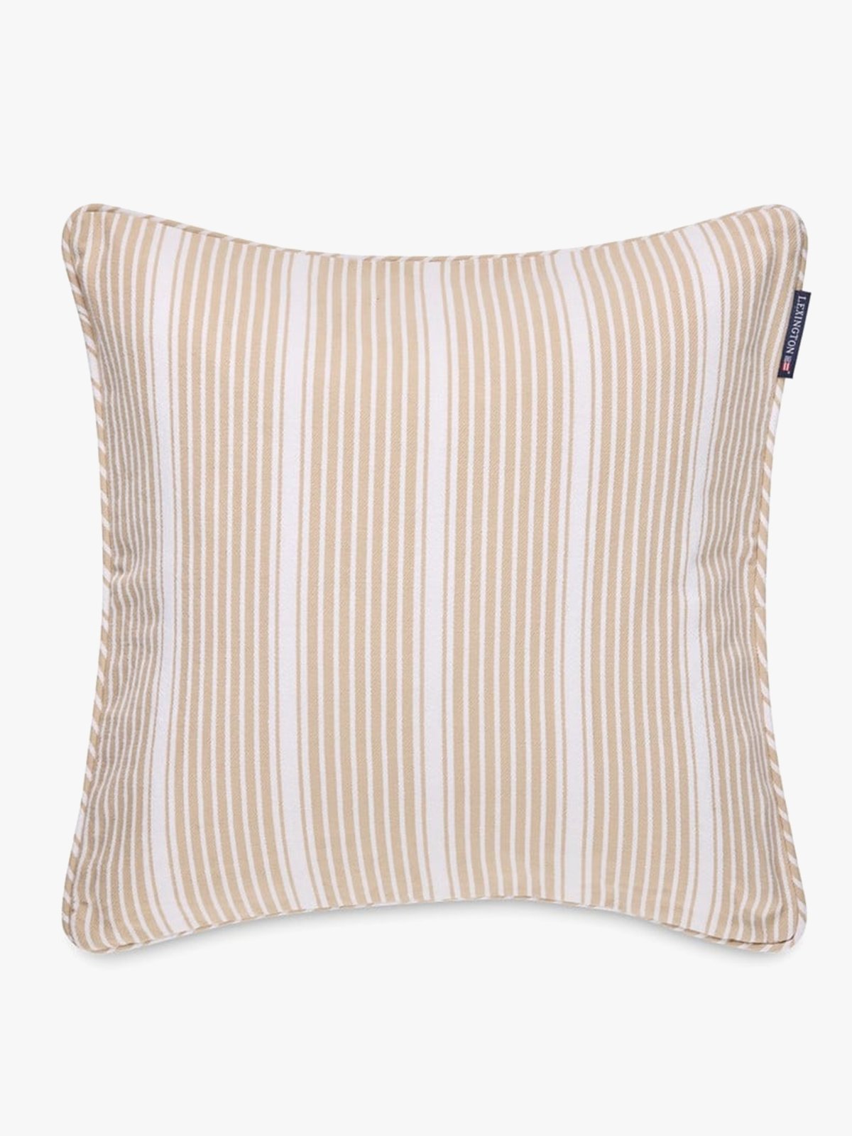 Lexington Classic Striped Organic Cotton Twill Pillow Cover 50x50 Beige / Hvit
