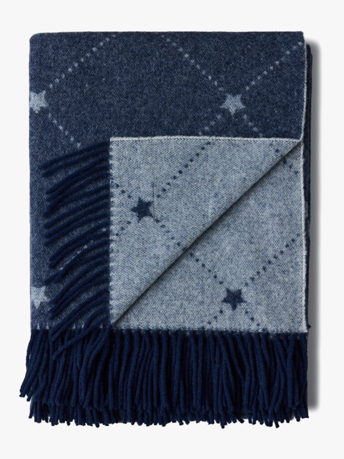 Lexington Signature Star Recycled Wool Throw 130x170 Marineblå