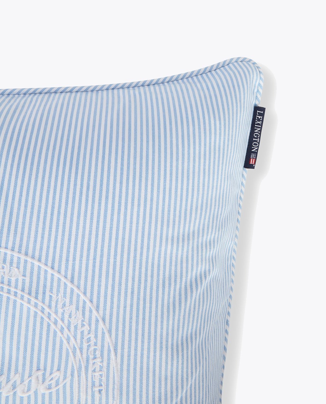 Lexington Blue/White Striped Organic Cotton Pillow Cover 50x50 Blå