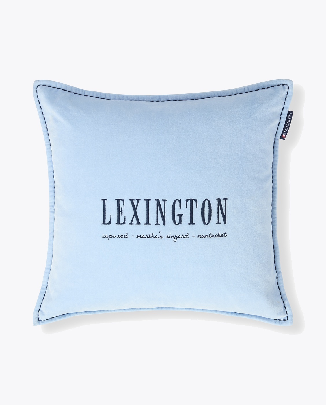 Lexington Blue Logo Organic Cotton Velvet Pillow Cover 50x50 Blå