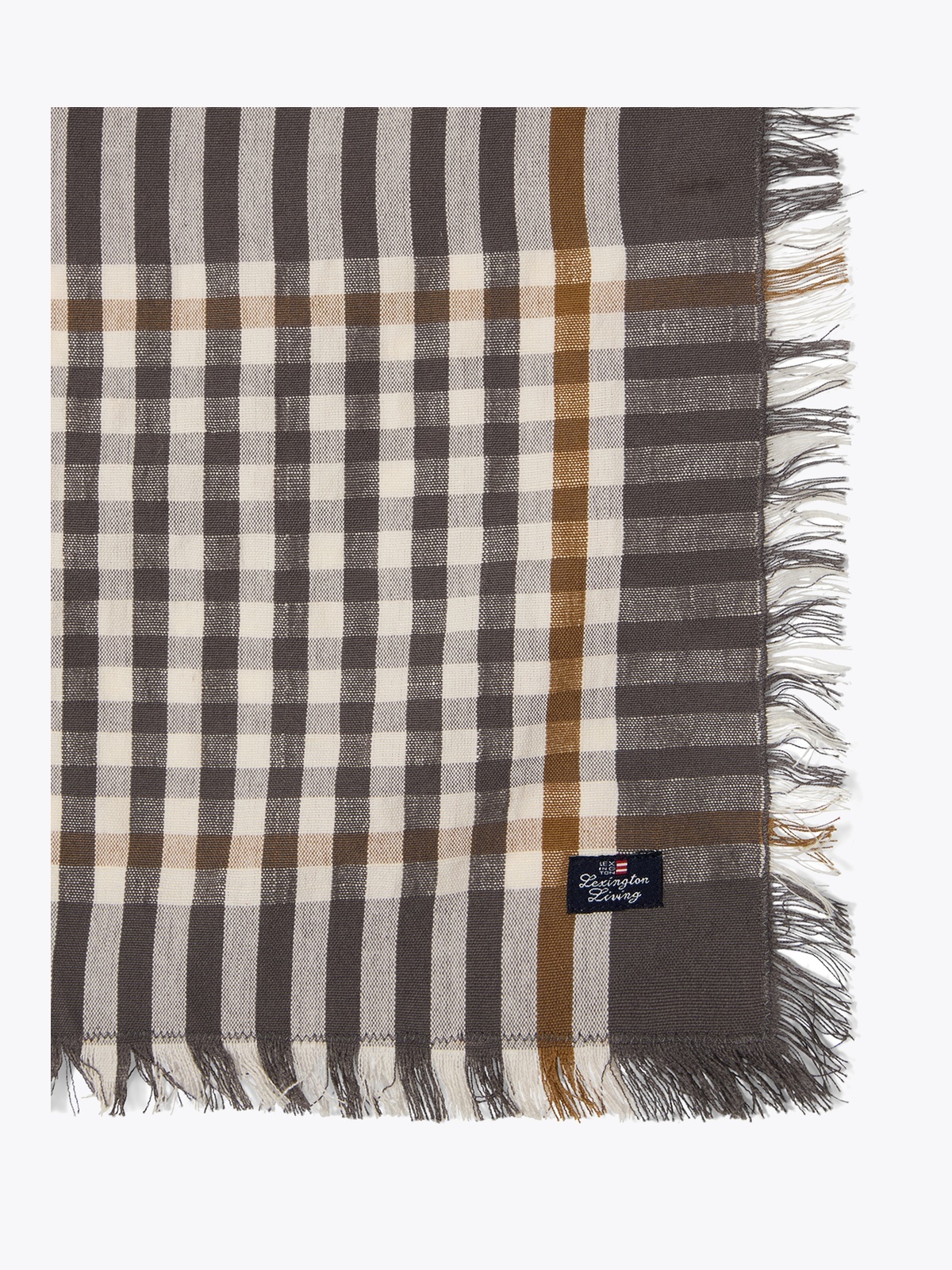 Lexington Checked Linen/Cotton Napkin with Fringes 50x50 Flerfarget