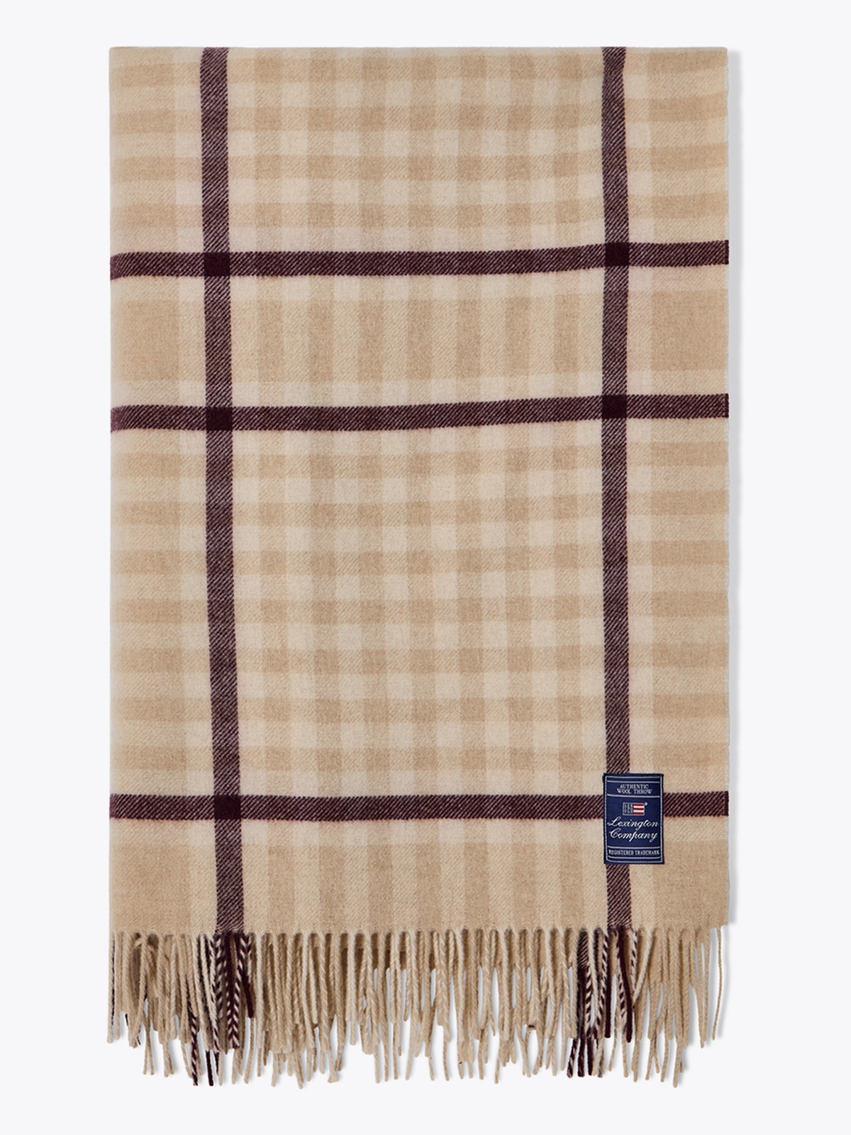 Lexington Checked Recycled Wool 130x170 Beige