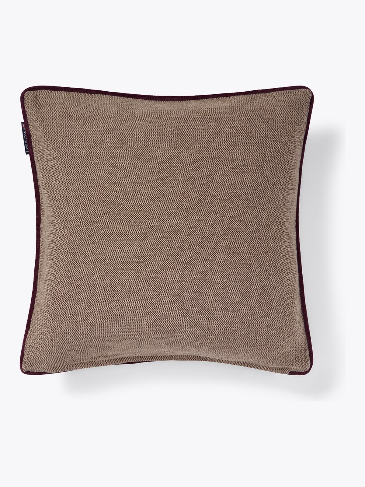 Lexington Letter Patch Tweed Organic Cotton Pillow Cover 50x50 Beige
