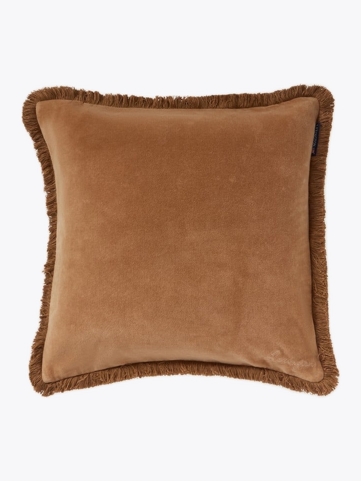 Lexington Fringe Organic Cotton Velvet Pillow Cover 50x50 Fudge