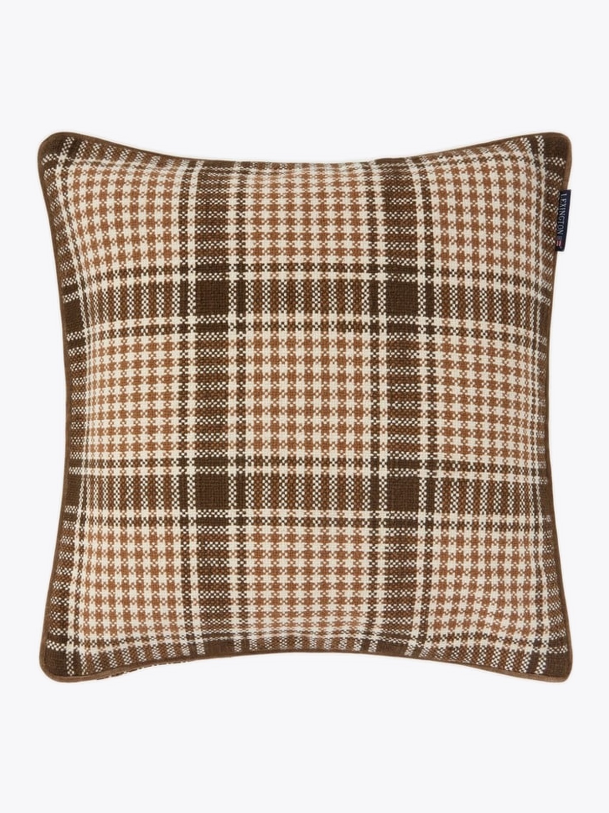 Lexington Checked Recycled Cotton Pillow Cover 50x50 Brun/Fudge/Lysebeige