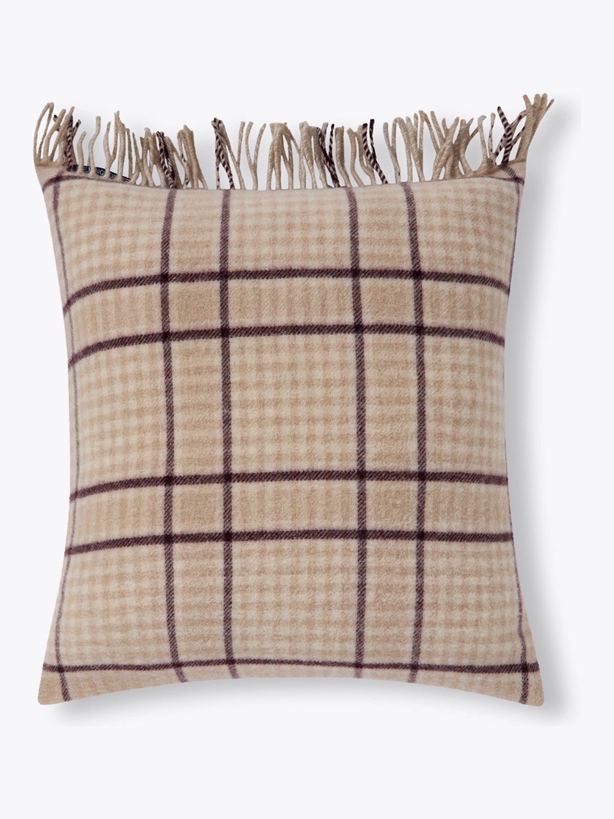 Lexington Checked Recycled Wool Pillow Cover 50x50 Beige